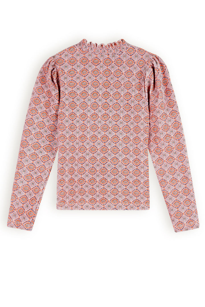 Kids longsleeve Koss Aztec on velours rib jersey Pale Blush