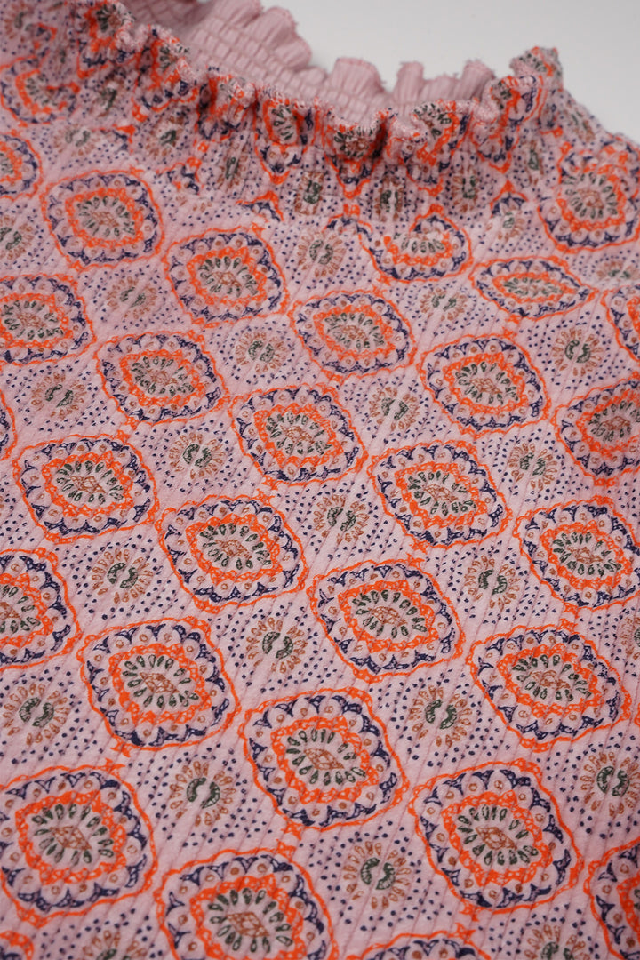 Kids longsleeve Koss Aztec on velours rib jersey Pale Blush