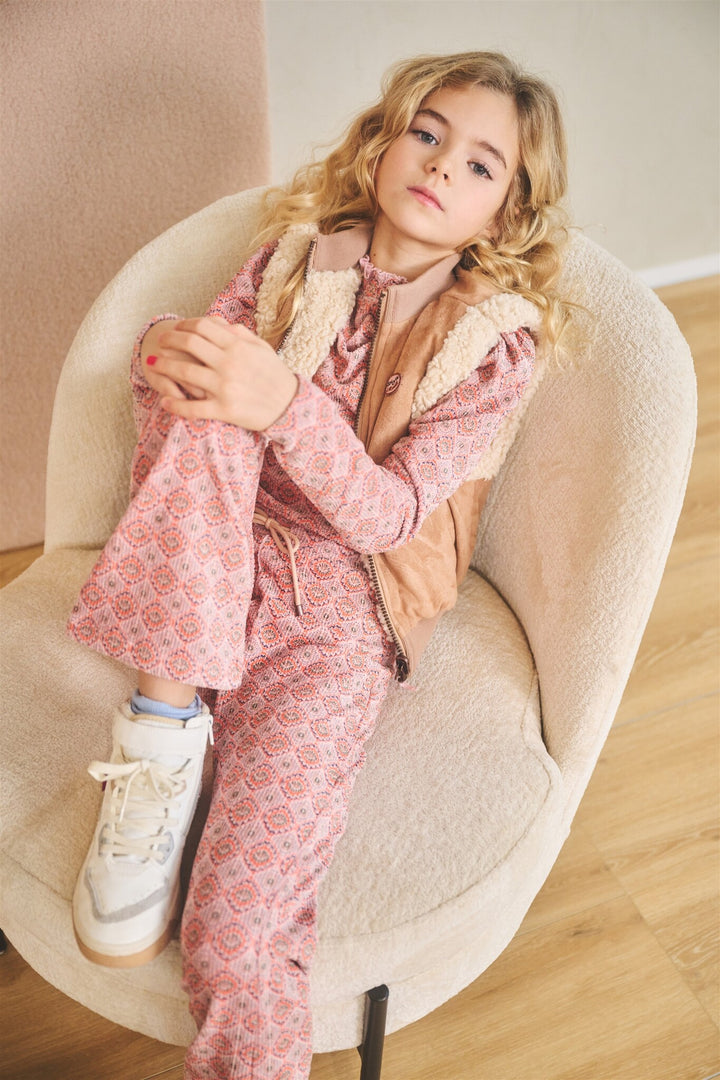 Kids longsleeve Koss Aztec on velours rib jersey Pale Blush