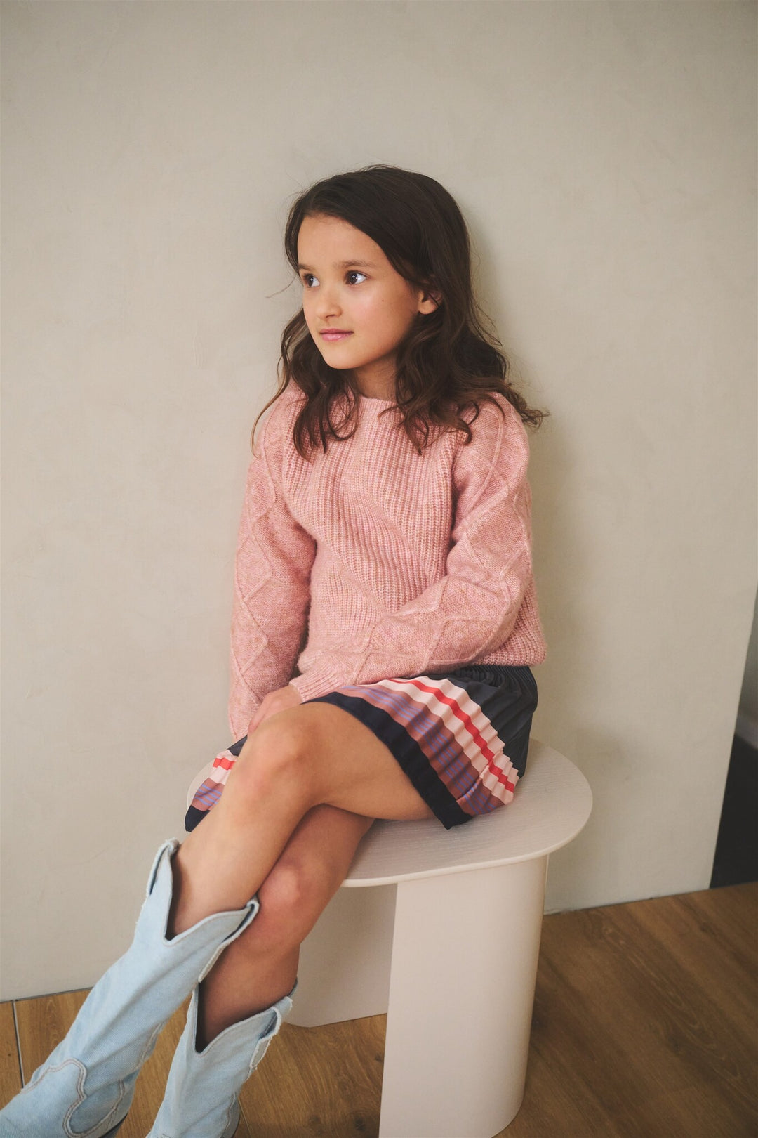 Kids rok Nulan plissee satin with border print Navy Blazer