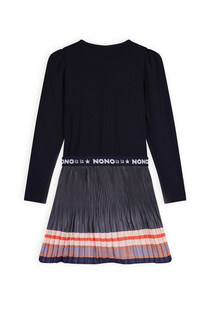 Kinderkleid Mika Kombi Randdruck+Ripp Navy Blazer