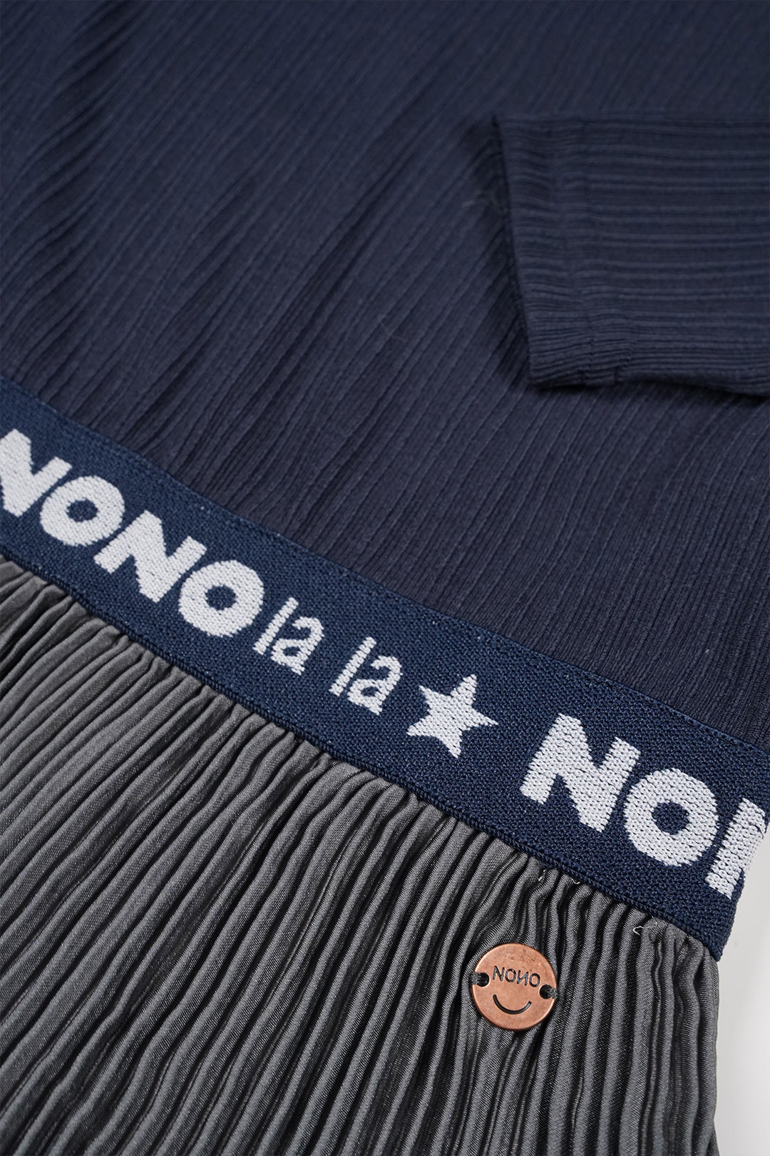 Kinderkleid Mika Kombi Randdruck+Ripp Navy Blazer