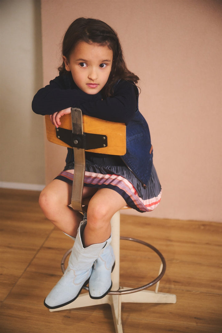 Kinderkleid Mika Kombi Randdruck+Ripp Navy Blazer