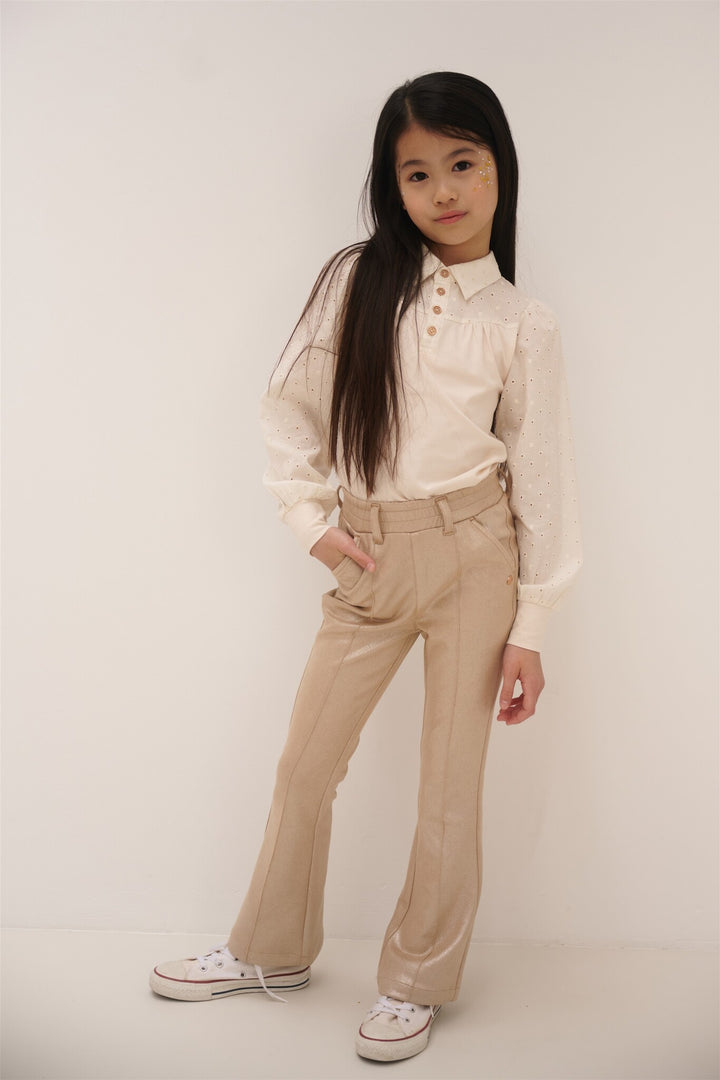 Hose Soy Suede Folienbedruckt Ausgestellt Hellgold