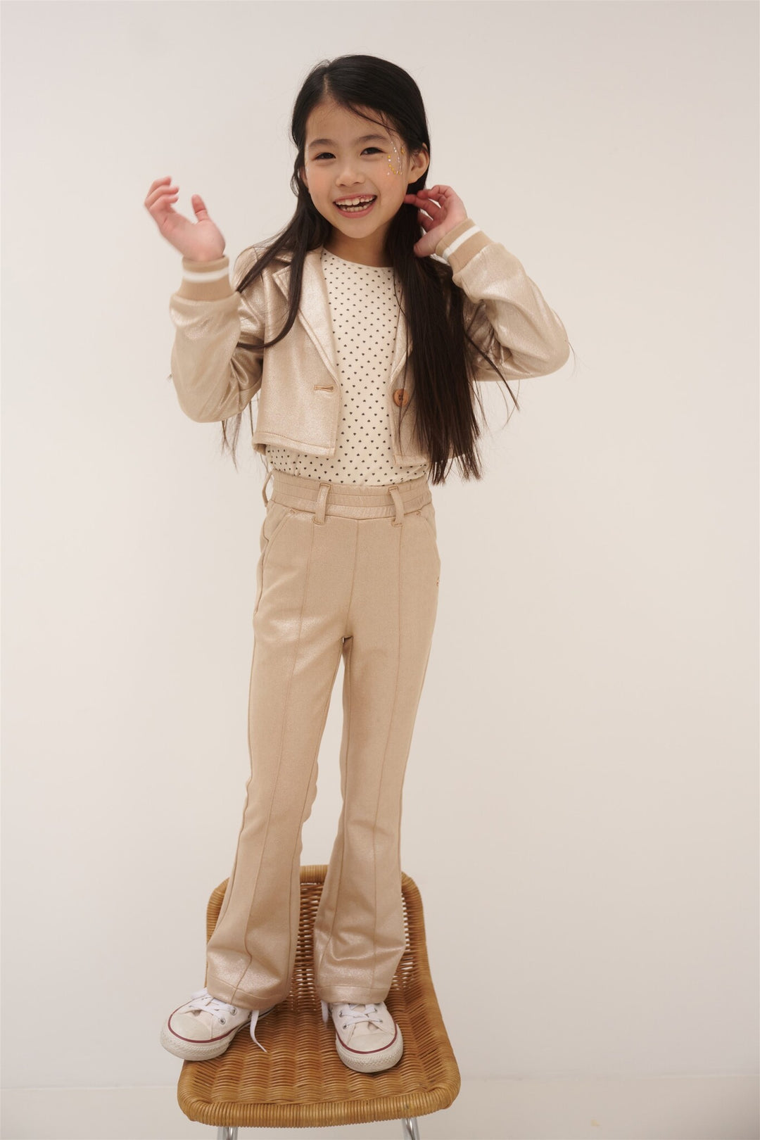 Hose Soy Suede Folienbedruckt Ausgestellt Hellgold