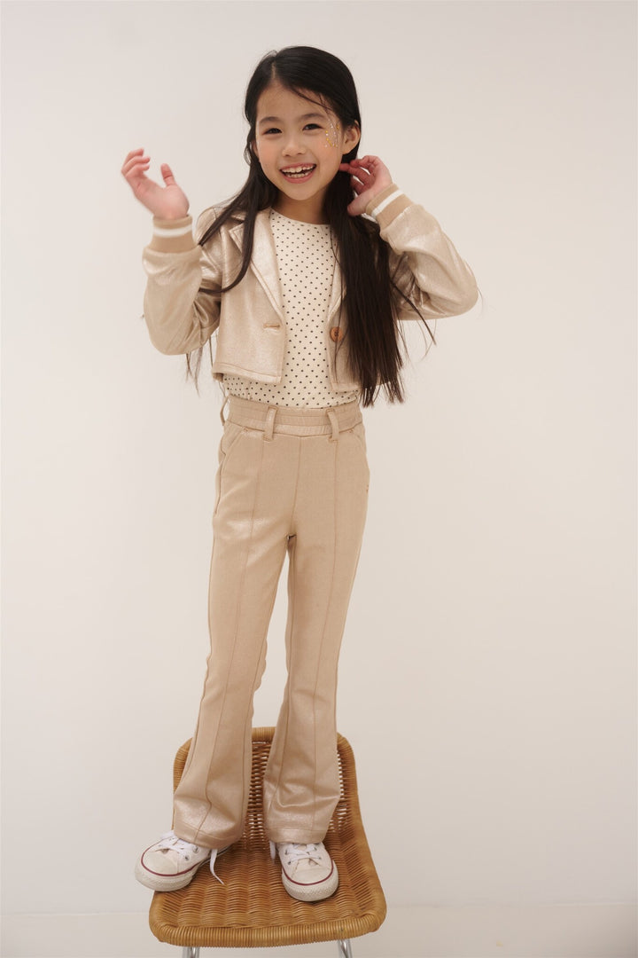 Hose Soy Suede Folienbedruckt Ausgestellt Hellgold