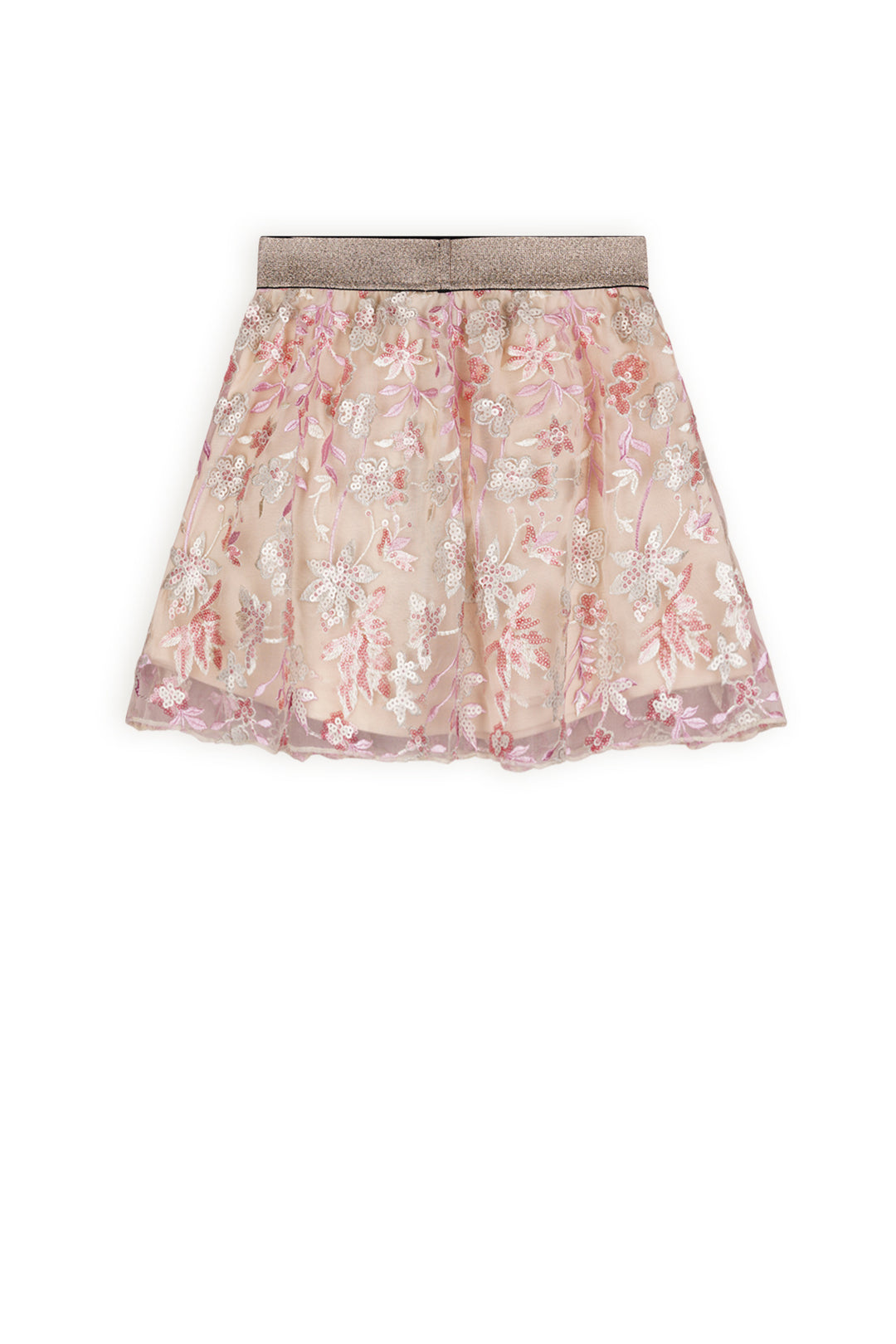 Rock Nele bestickt Pailletten Mesh Glitzer Rose