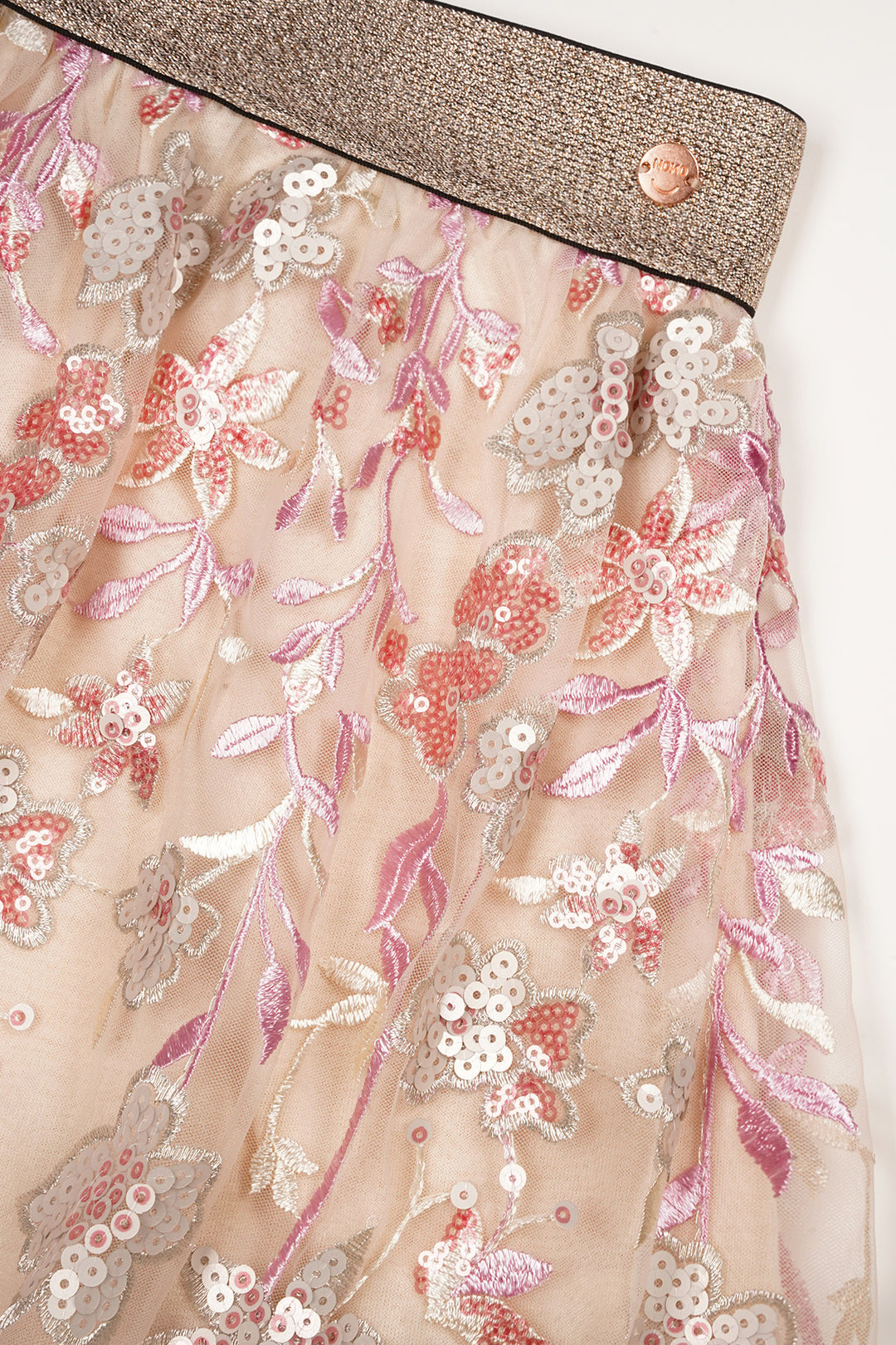 Rock Nele bestickt Pailletten Mesh Glitzer Rose