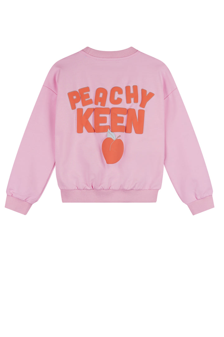 Kids trui Konono sweater with dropped shoulders Bubblegum
