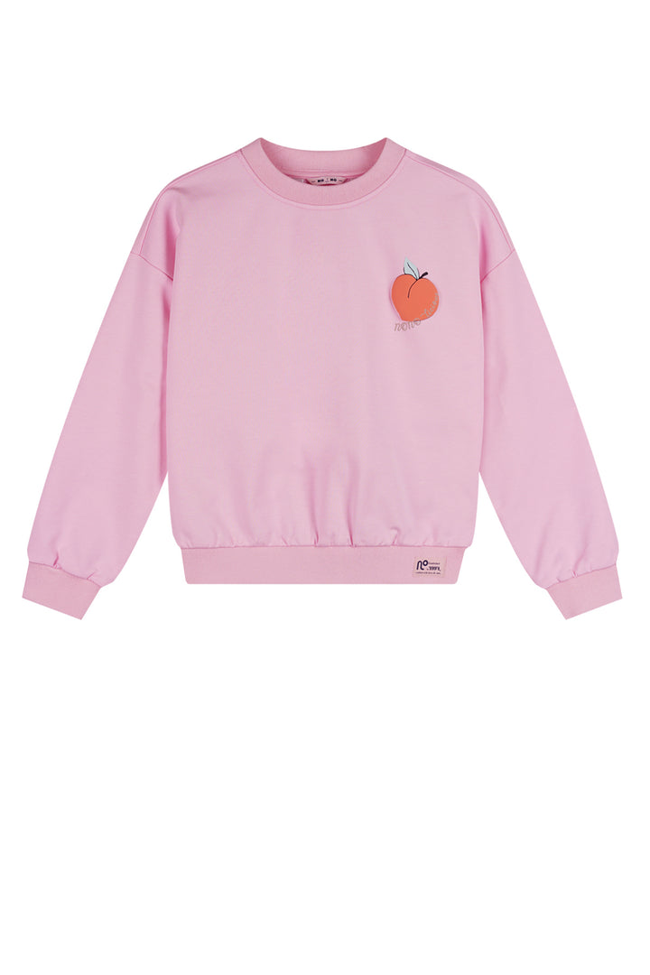 Kids trui Konono sweater with dropped shoulders Bubblegum
