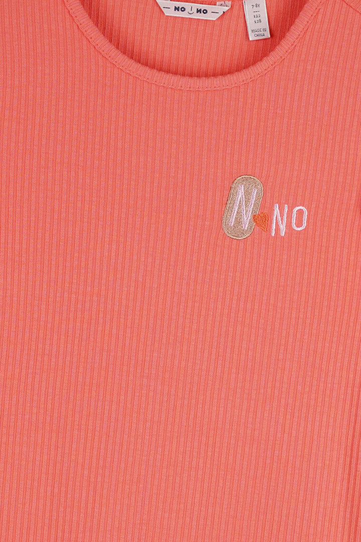 Kinder T-Shirt Kesta Rippenjersey Top mit ausgefallenen Ärmeln Orange Koralle