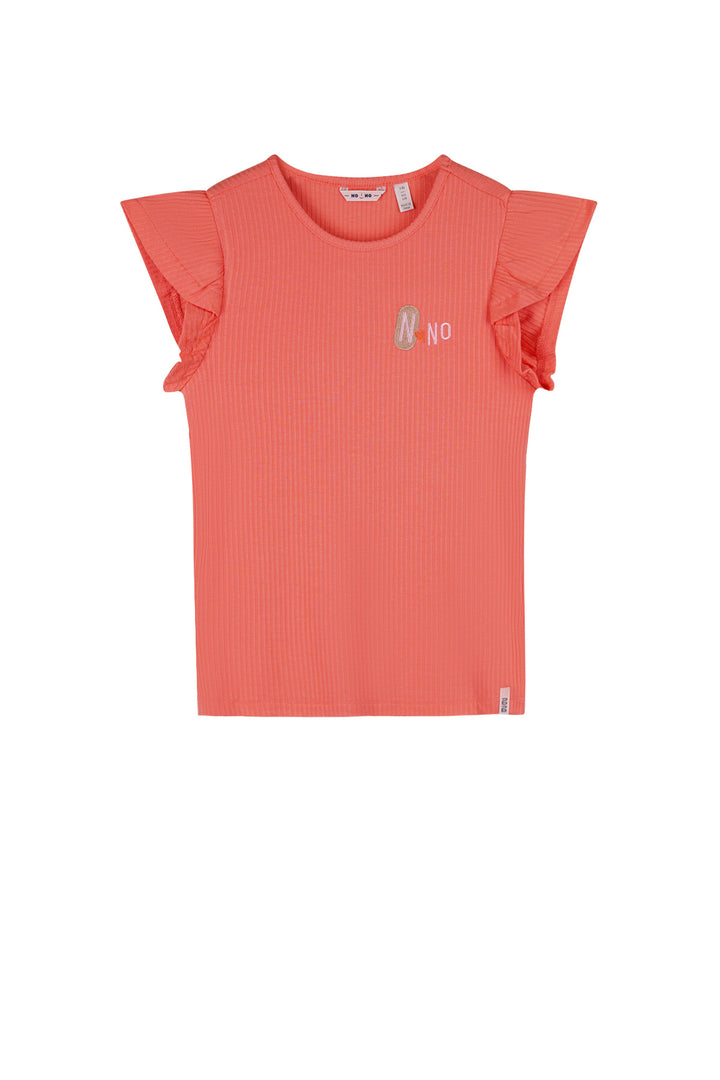 Kinder T-Shirt Kesta Rippenjersey Top mit ausgefallenen Ärmeln Orange Koralle