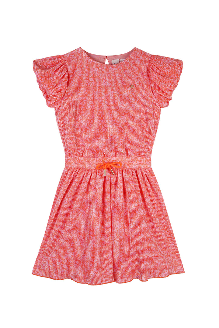 Kinderkleid Miron Daisy Plissee Kleid Orange Koralle