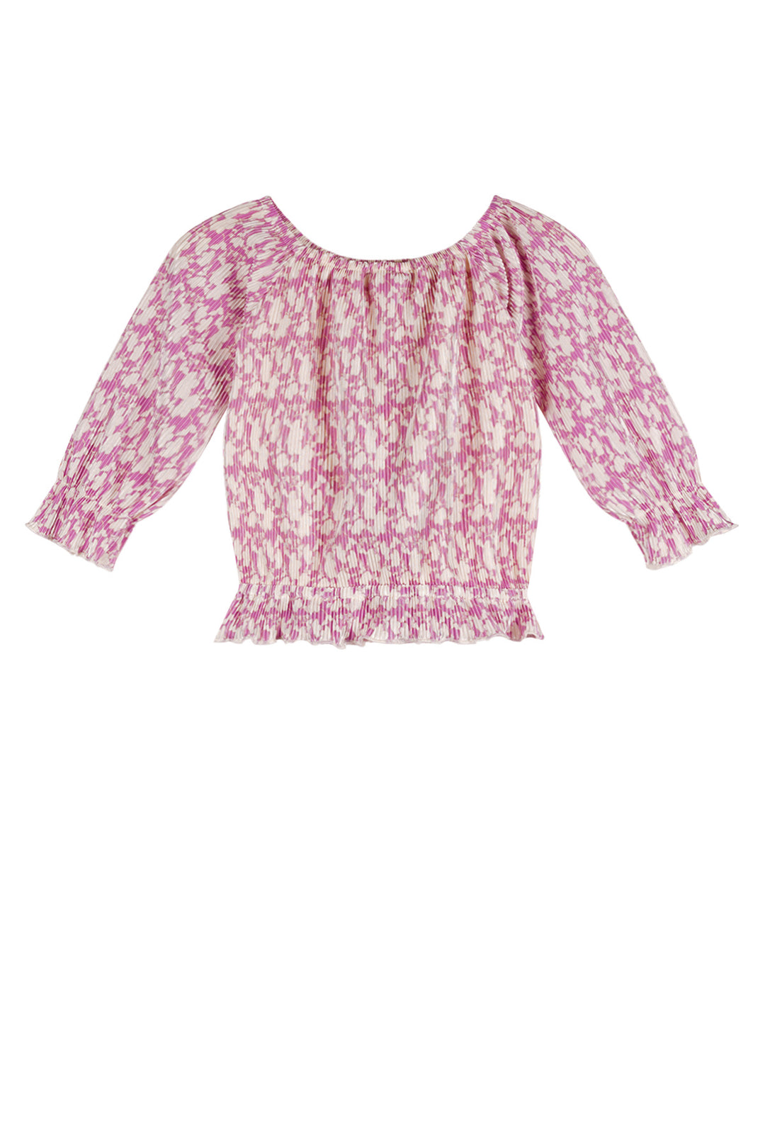 Kids jasje Tiny Flower plissee top with 1/2 sleeves Fresia
