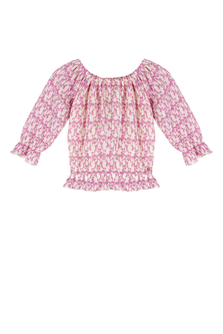 Kids jasje Tiny Flower plissee top with 1/2 sleeves Fresia