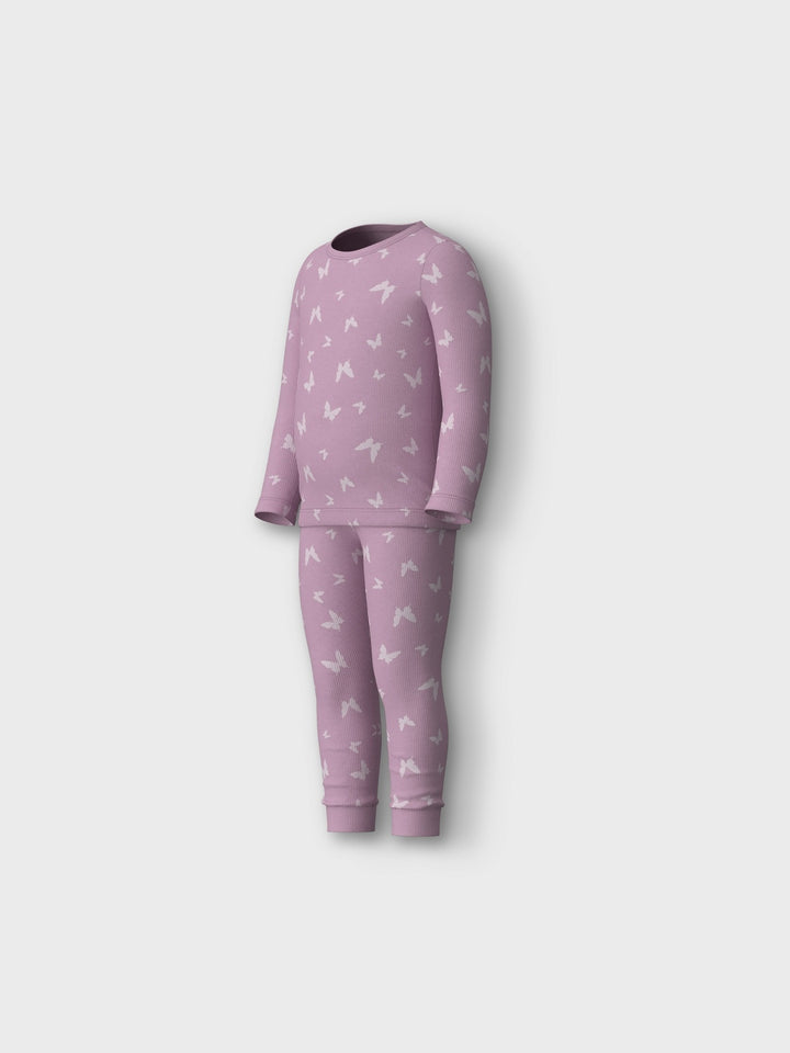 Mini pyjama BUTTERFLY RIB Pink Lavender