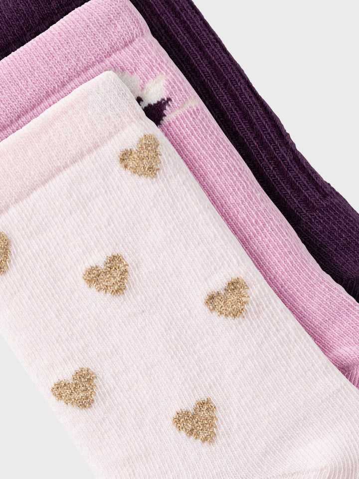 Mini sokken LUMY 3P Pastel Lavender Plum Purple + Festival Bloom