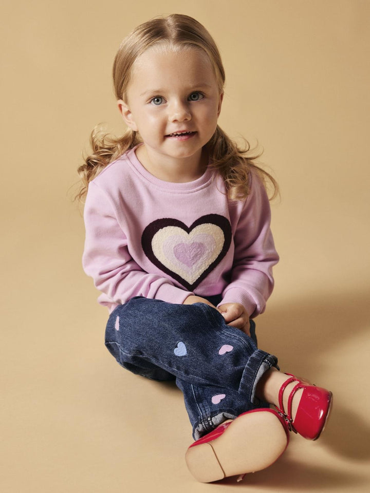 Mini spijkerbroek BELLA Dark Blue Denim HEART EMBROIDERY Mom Fit