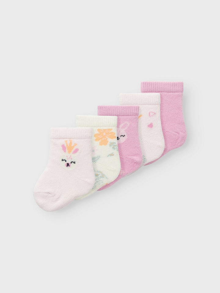 Baby sokken VULLE 5P Pastel Lavender Bunny