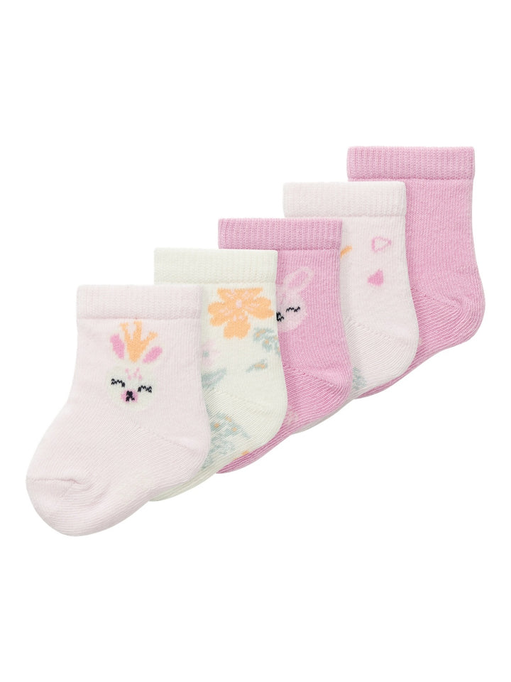 Baby sokken VULLE 5P Pastel Lavender Bunny