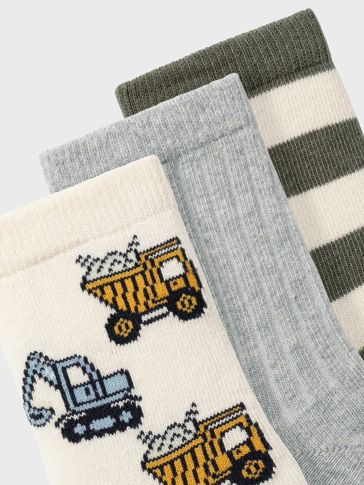 Mini Socken NUTE 3P Tea Leaf Grau Melange + Summer Sand