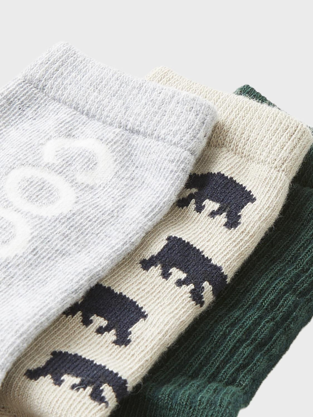 Mini sokken KOSY 3P Pure Cashmere Grey Melange + Pine Grove