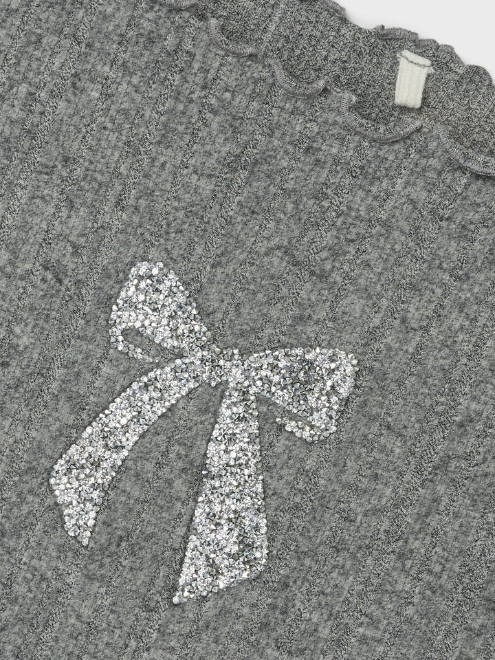 Kinder Langarmshirt RUMALA Hellgrau Melange Slim Fit