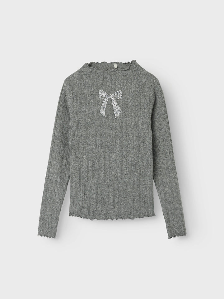 Kinder Langarmshirt RUMALA Hellgrau Melange Slim Fit