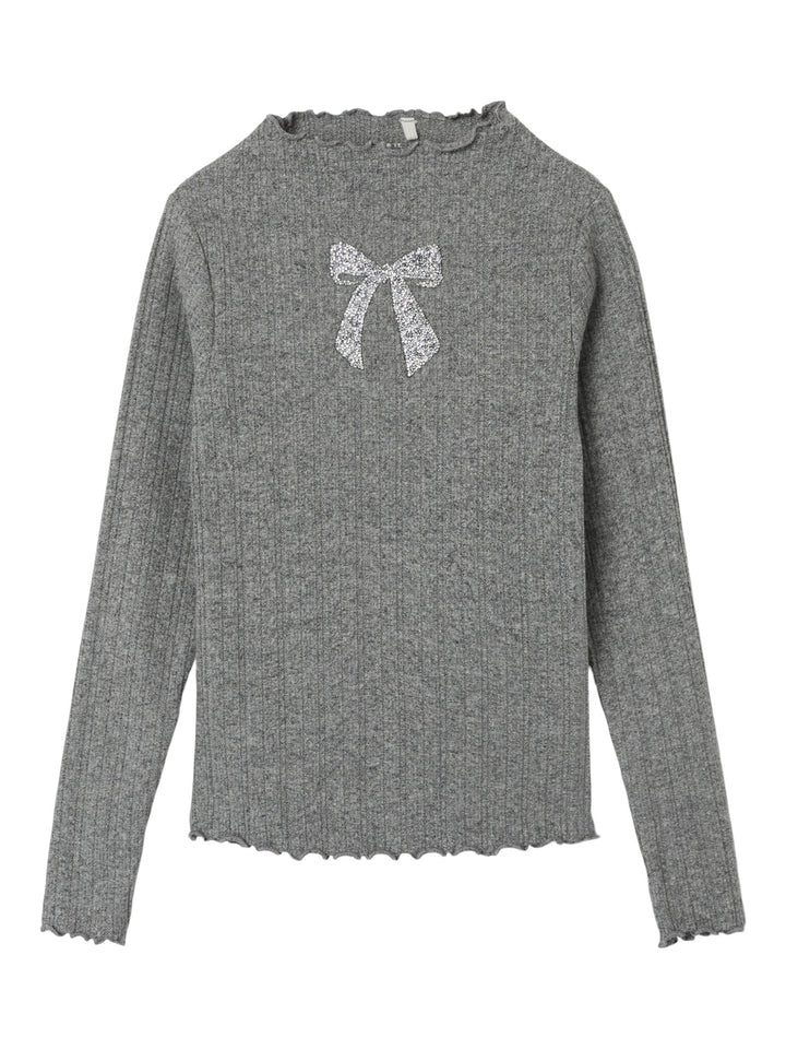 Kinder Langarmshirt RUMALA Hellgrau Melange Slim Fit