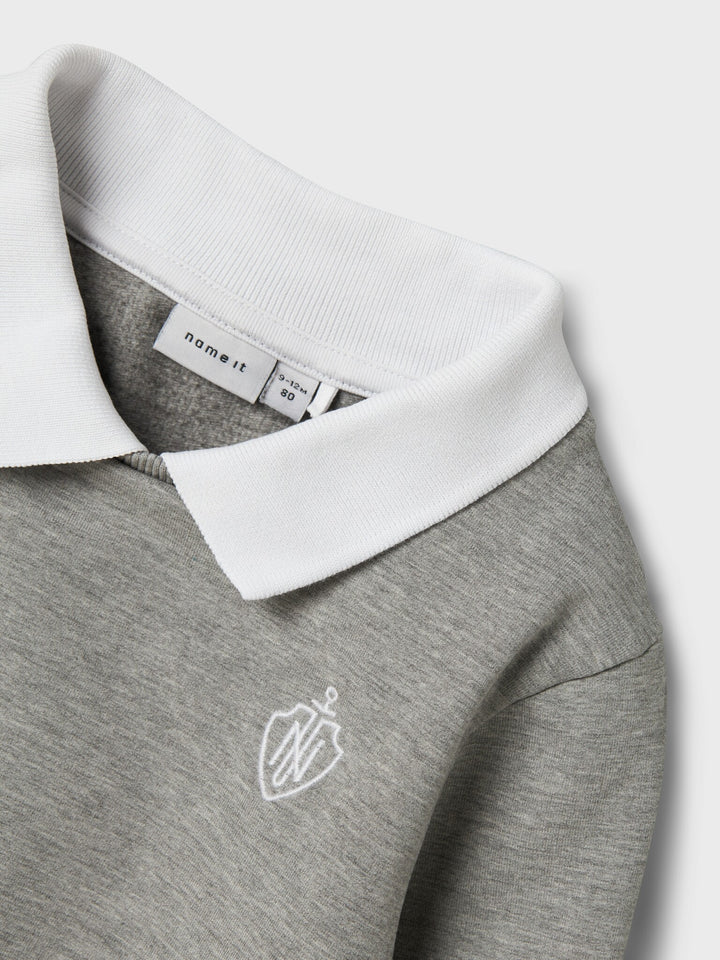 Mini Pullover RON Grau Melange Regular Fit