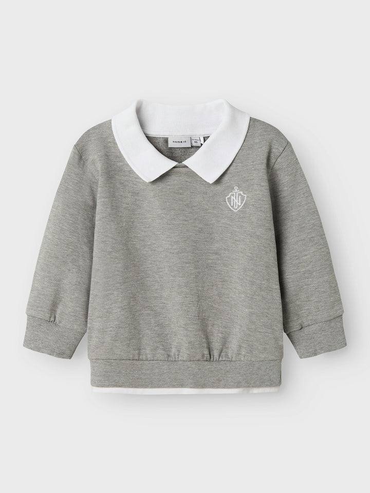 Mini Pullover RON Grau Melange Regular Fit