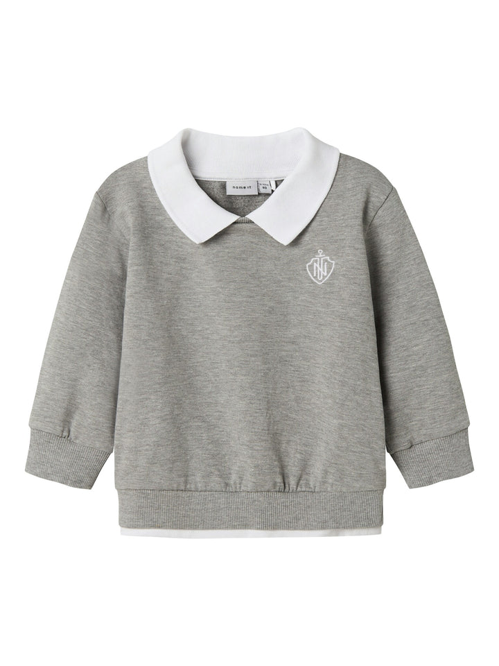 Mini Pullover RON Grau Melange Regular Fit