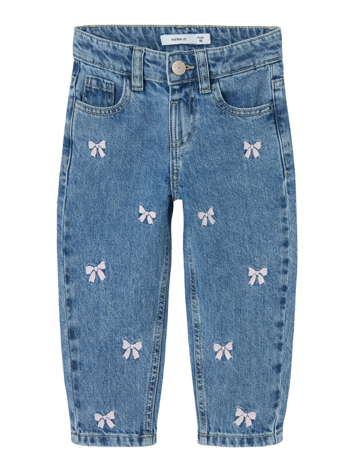 Mini spijkerbroek BELLA Medium Blue Denim BOWS Mom Fit