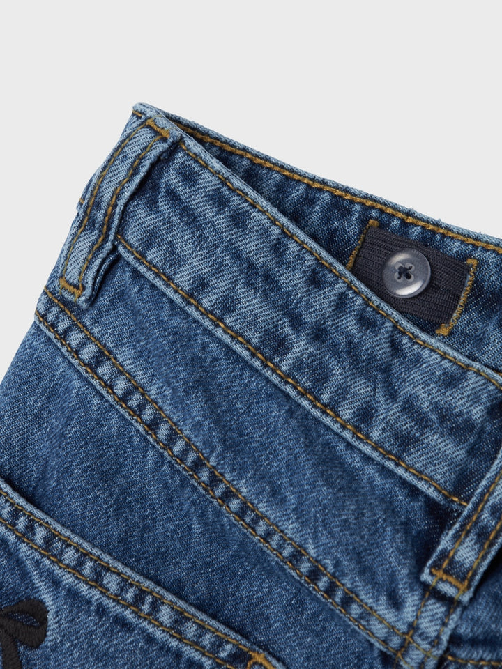 Kids spijkerbroek ROSE Dark Blue Denim EMBROIDERY Wide Leg Fit