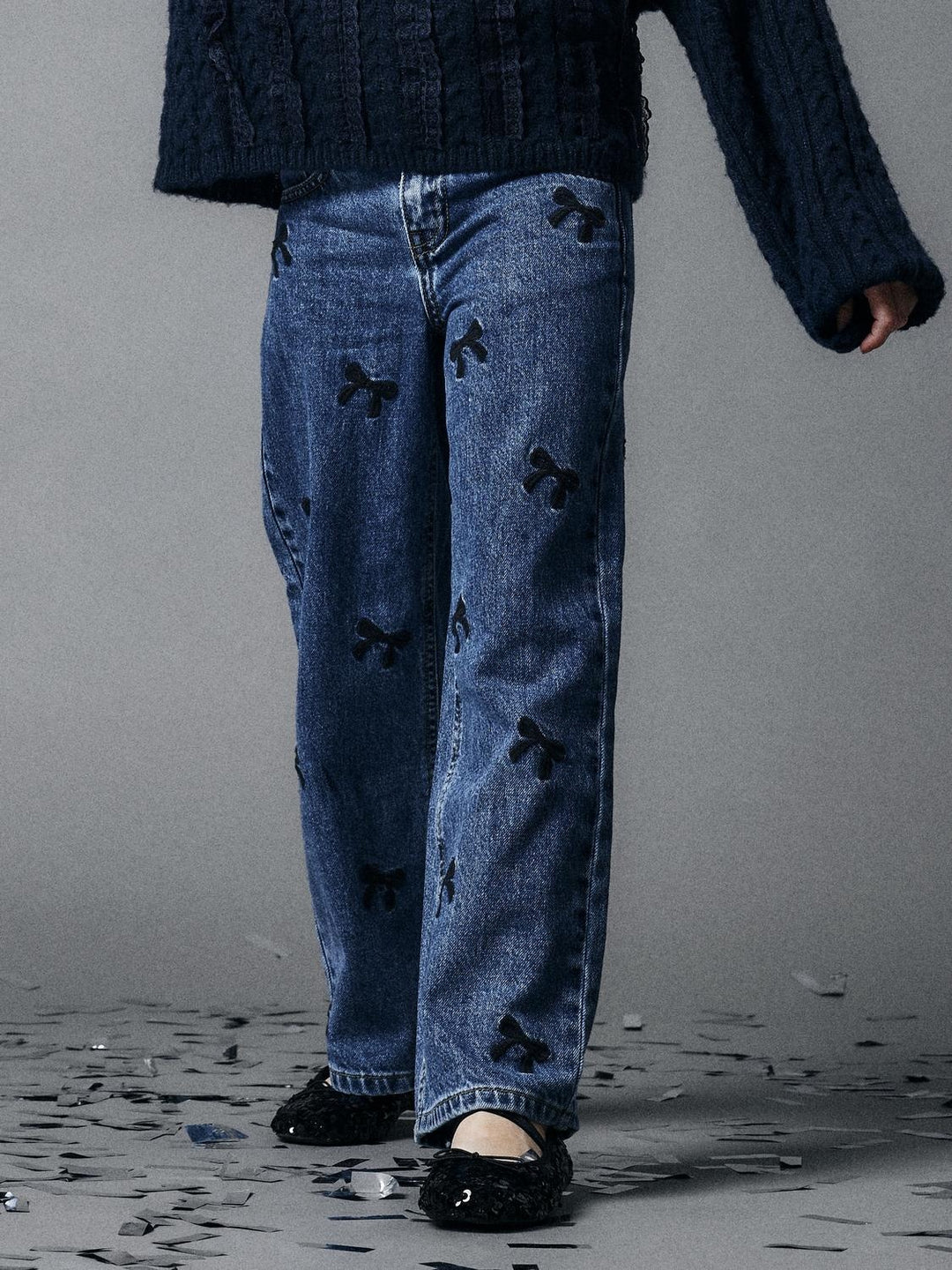 Kids spijkerbroek ROSE Dark Blue Denim EMBROIDERY Wide Leg Fit