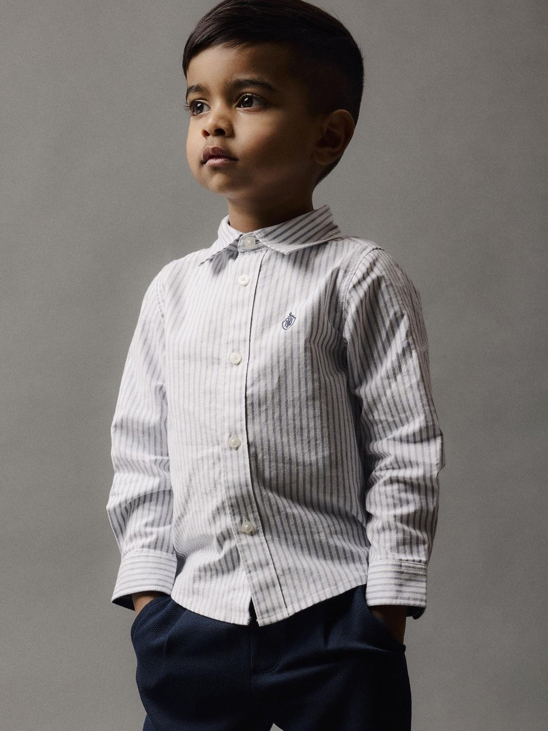 Mini blouse REKID Bright White THIN STRIPE - FLINT STONE Regular Fit