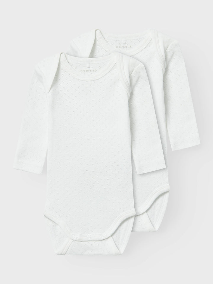 Baby romper 2P WHITE NEEDLEDROP Bright White
