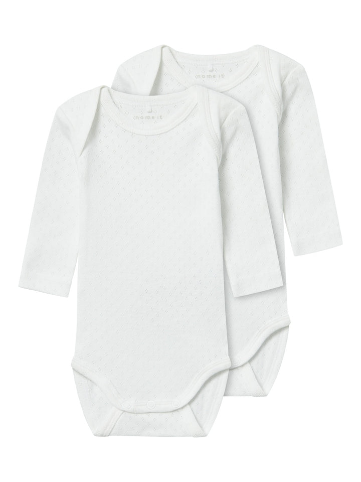 Baby romper 2P WHITE NEEDLEDROP Bright White