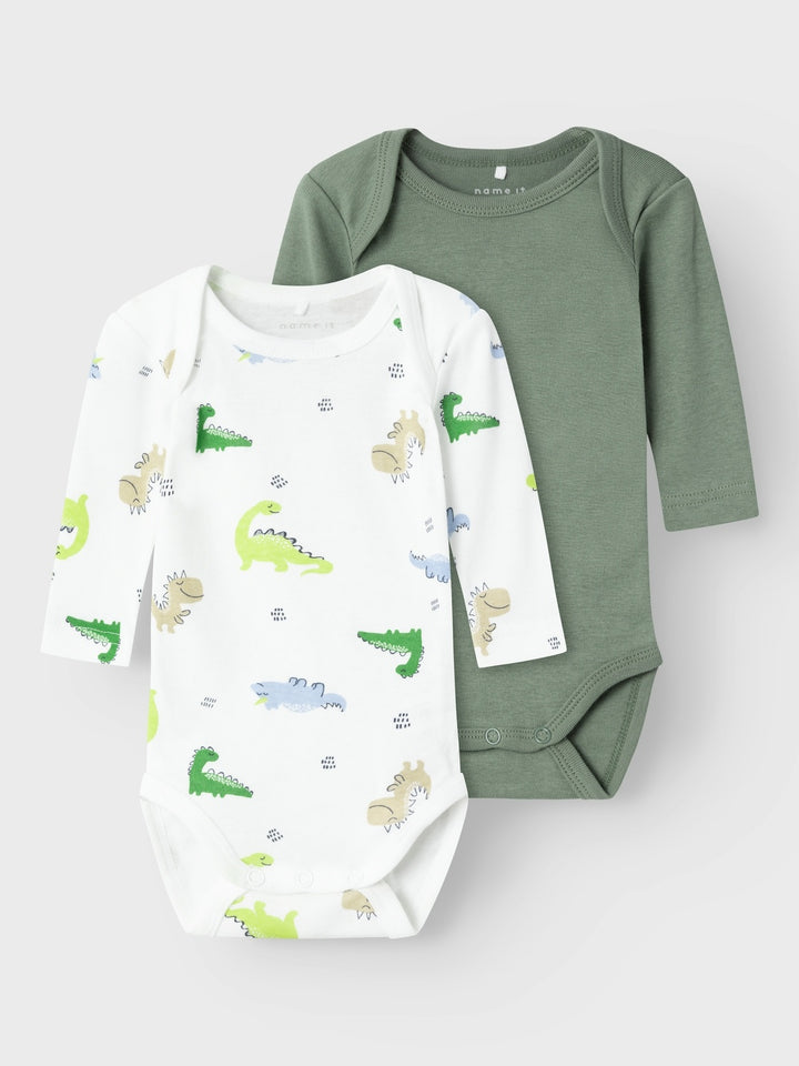 Baby romper 2P WILD LIME DINO Laurel Wreath
