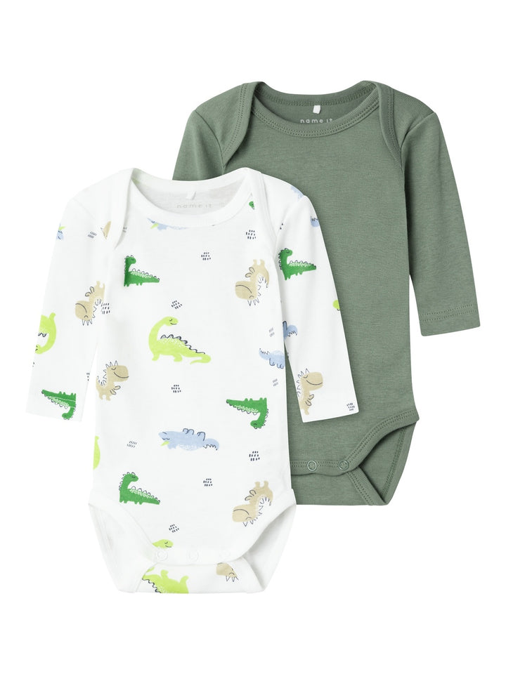 Baby romper 2P WILD LIME DINO Laurel Wreath