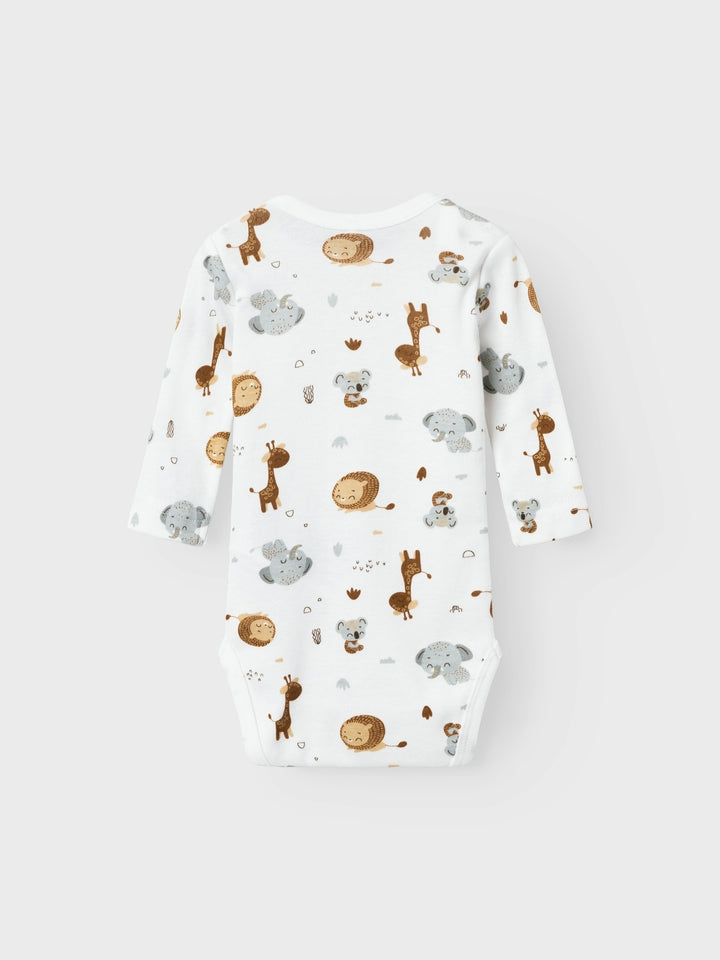 Baby romper 2P BEIGE ANIMAL Bright White