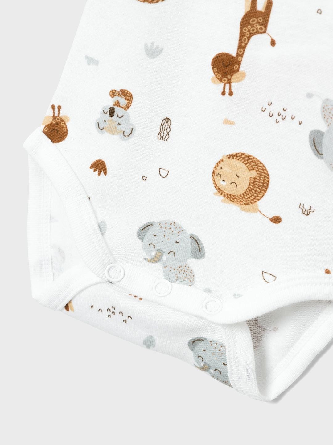 Baby romper 2P BEIGE ANIMAL Bright White