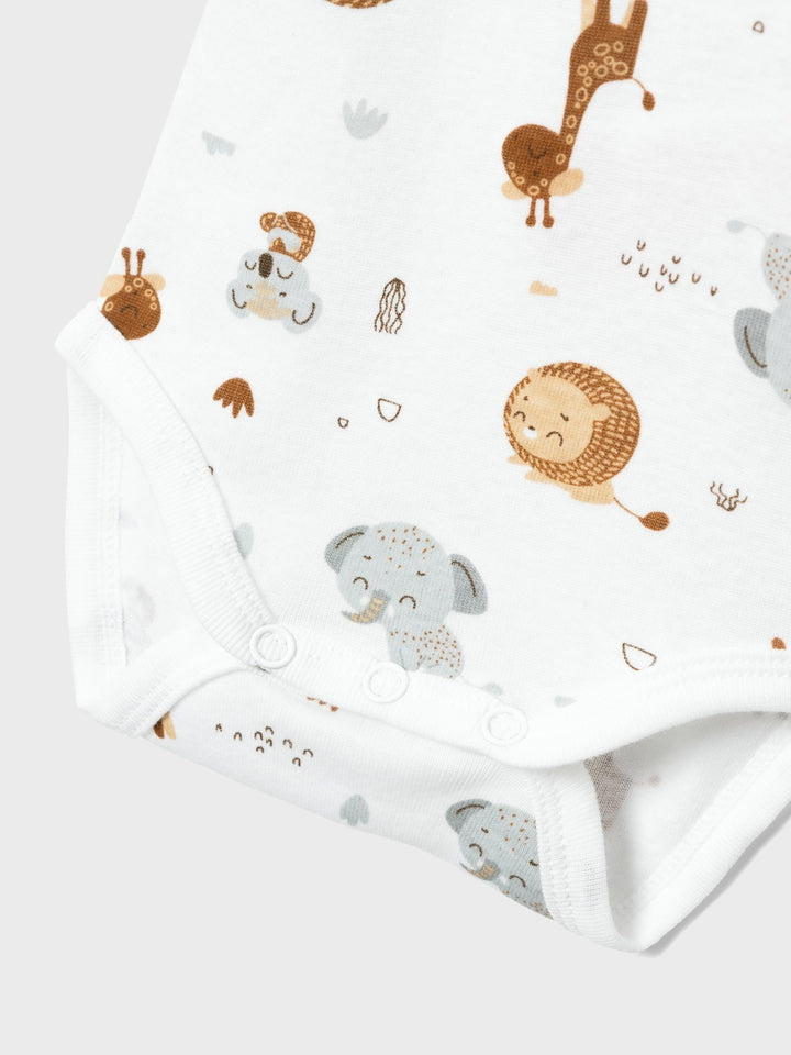 Baby romper 2P BEIGE ANIMAL Bright White
