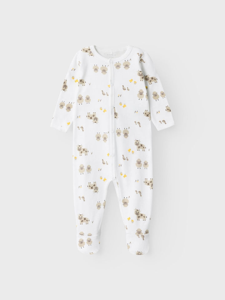 Baby pyjama FARM ANIMALS Bright White