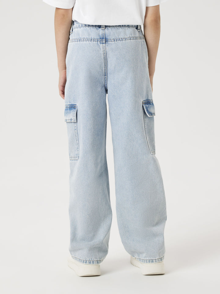 Kids spijkerbroek ROSE Light Blue Bleached Denim Wide Leg Fit