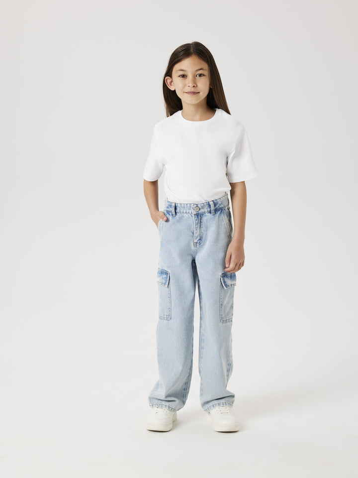 Kids spijkerbroek ROSE Light Blue Bleached Denim Wide Leg Fit