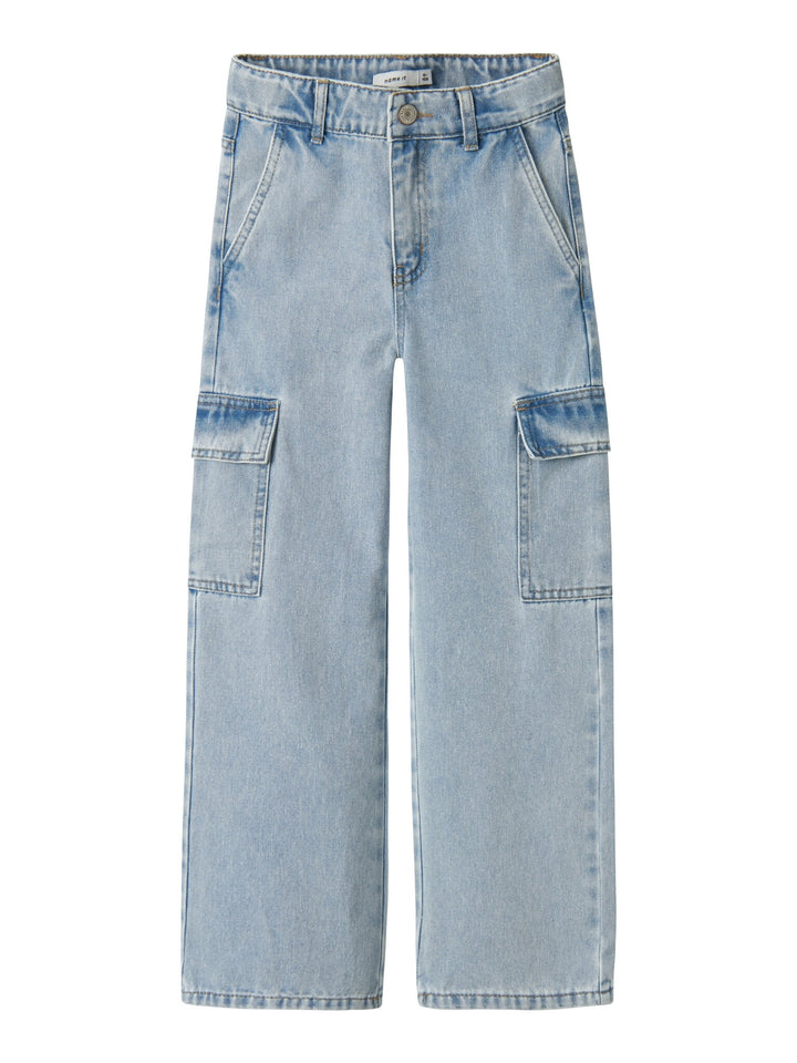 Kids spijkerbroek ROSE Light Blue Bleached Denim Wide Leg Fit