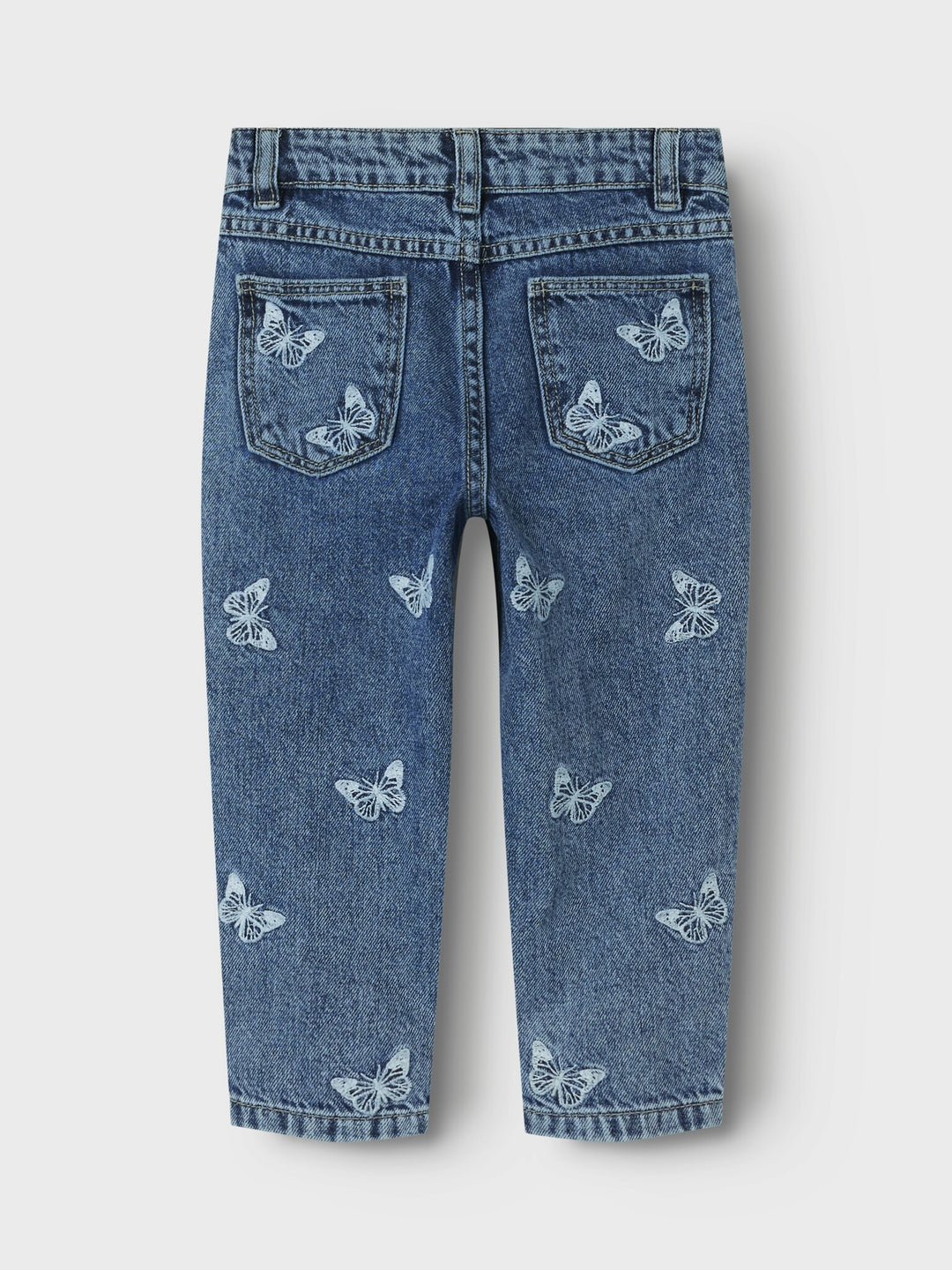 Mini Jeans BELLA Medium Blue Denim EMB SCHMETTERLING Mom Fit