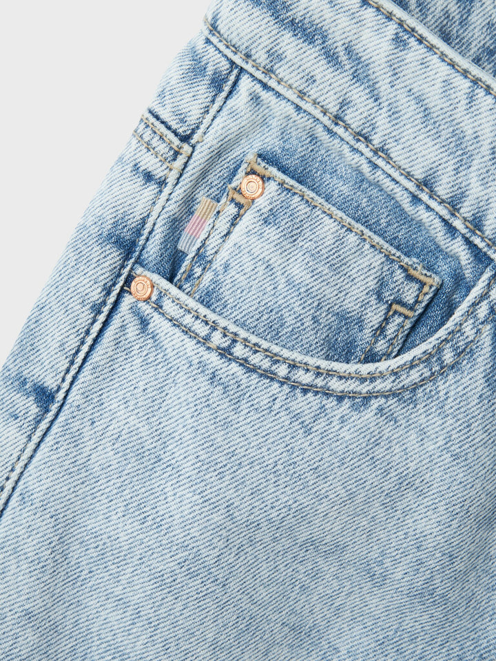 Kids spijkerbroek ROSE Light Blue Bleached Denim Straight Fit