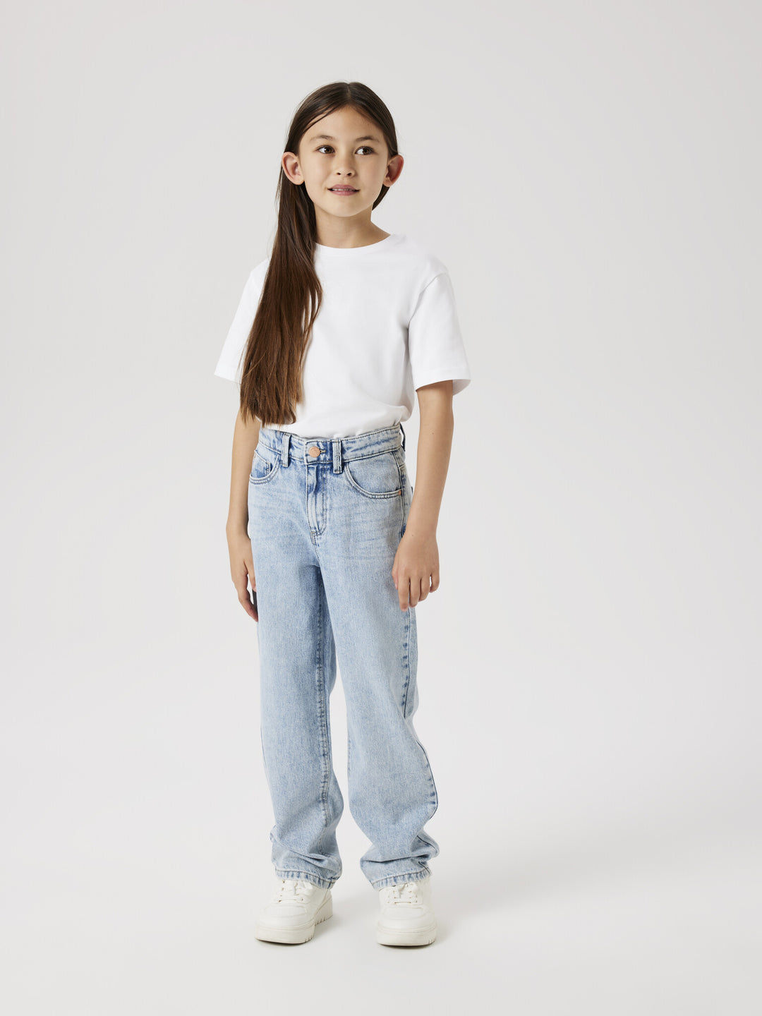 Kids spijkerbroek ROSE Light Blue Bleached Denim Straight Fit